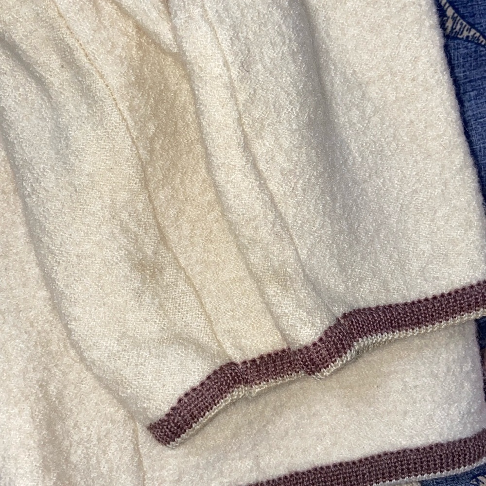 Vintage cream‎ boil wool Cardigan wood buttons embroidery size small - Picture 15 of 16